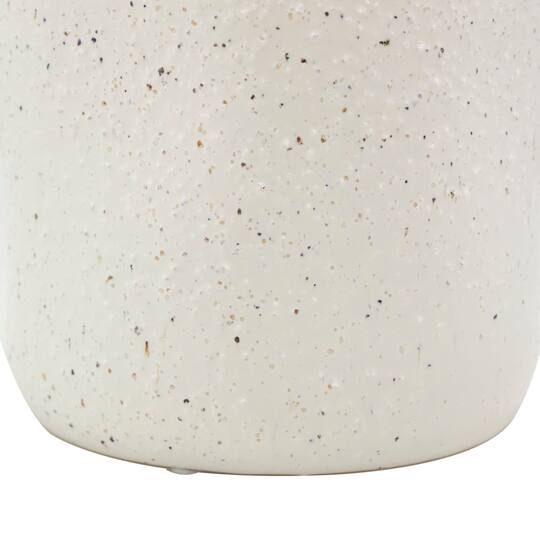 16" Cream Ceramic Abstract Wavy Vase with Textured Speckled Detailing